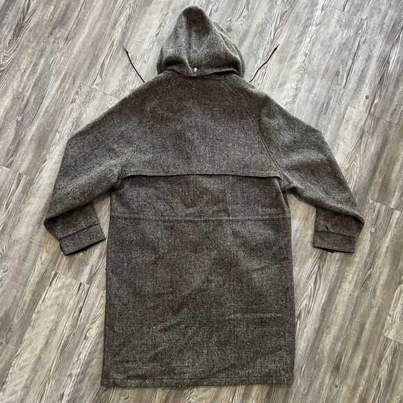 Woolrich USA Made Wool Blend Herringbone Field Coat Men’s L Gray Vintage Hood - Picture 2 of 7